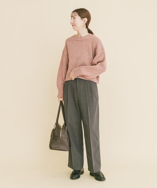ITEMS URBANRESEARCH(アイテムズ アーバンリサーチ)の「ミックスヤーンニットプルオーバー(ニット/セーター・レディース・グリーン/チャコールグレー/レッド・FREE)」の7枚目の写真