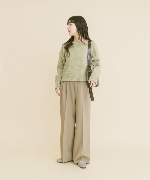 ITEMS URBANRESEARCH(アイテムズ アーバンリサーチ)の「ミックスヤーンニットプルオーバー(ニット/セーター・レディース・グリーン/チャコールグレー/レッド・FREE)」の19枚目の写真