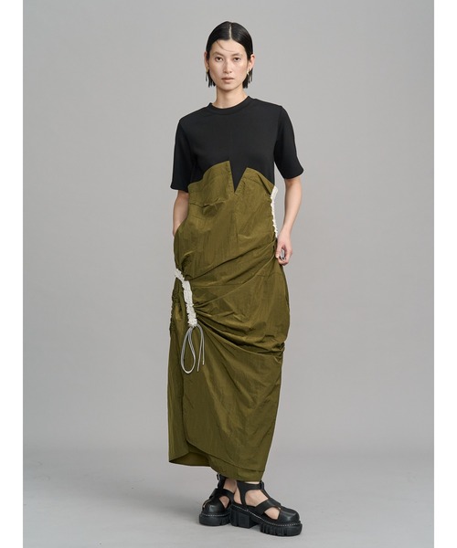 UN3D.（アンスリード）の「CURVE GATHER DOCKING OP / カーブギャザードッキングワンピース（ワンピース・レディース・ブラック/その他1・38/36）」の2枚目の写真