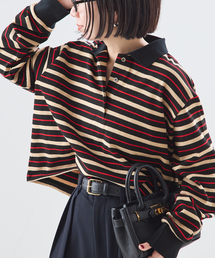 journal standard L'essage | マルチボーダーロングスリーブポロシャツ(Tシャツ/カットソー)