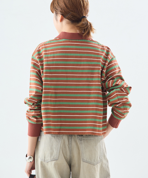 journal standard L'essage（ジャーナルスタンダードレサージュ）の「マルチボーダーロングスリーブポロシャツ（Tシャツ/カットソー・レディース・ブラウン系その他/ブラック・FREE）」の13枚目の写真