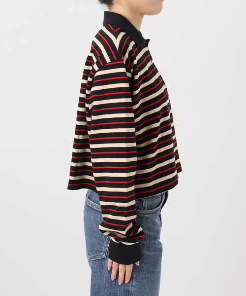 journal standard L'essage（ジャーナルスタンダードレサージュ）の「マルチボーダーロングスリーブポロシャツ（Tシャツ/カットソー・レディース・ブラウン系その他/ブラック・FREE）」の17枚目の写真