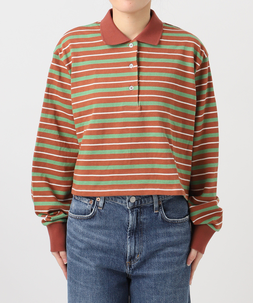 journal standard L'essage（ジャーナルスタンダードレサージュ）の「マルチボーダーロングスリーブポロシャツ（Tシャツ/カットソー・レディース・ブラウン系その他/ブラック・FREE）」の22枚目の写真