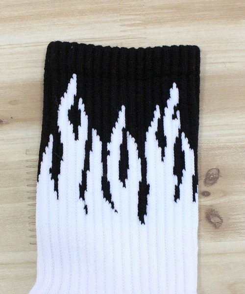 schott(ショット)の「HIGT-SOCKS FLAME/2足セット(ソックス/靴下・メンズ・ブラック×ホワイト・FREE)」の5枚目の写真