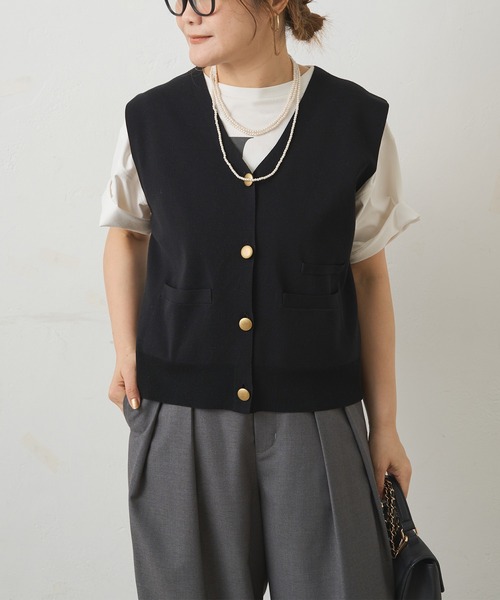 PUAL CE CIN（ピュアルセシン）の「ニットジレベスト（ベスト・レディース・グレー/ブラック/アイボリー・FREE）」の16枚目の写真