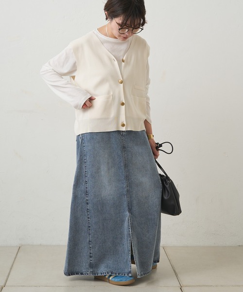 PUAL CE CIN（ピュアルセシン）の「ニットジレベスト（ベスト・レディース・グレー/ブラック/アイボリー・FREE）」の7枚目の写真