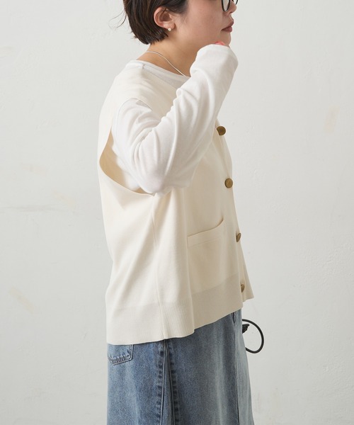 PUAL CE CIN（ピュアルセシン）の「ニットジレベスト（ベスト・レディース・グレー/ブラック/アイボリー・FREE）」の5枚目の写真