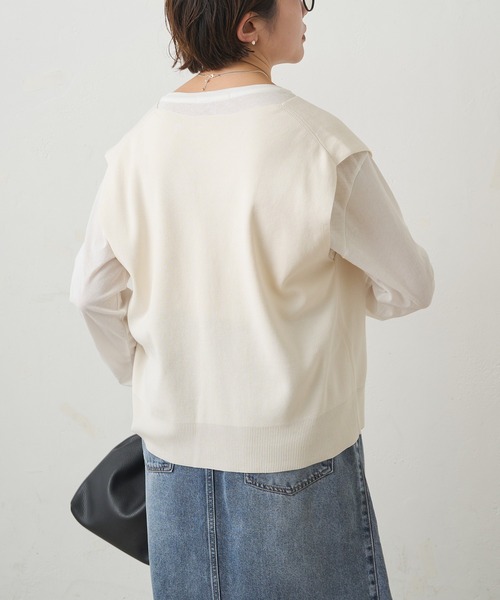 PUAL CE CIN（ピュアルセシン）の「ニットジレベスト（ベスト・レディース・グレー/ブラック/アイボリー・FREE）」の6枚目の写真