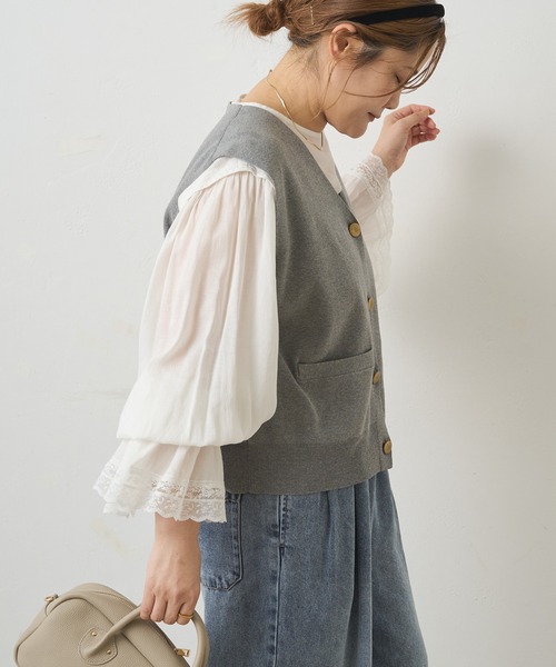 PUAL CE CIN（ピュアルセシン）の「ニットジレベスト（ベスト・レディース・グレー/ブラック/アイボリー・FREE）」の11枚目の写真