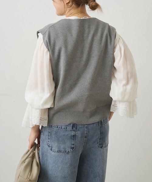 PUAL CE CIN（ピュアルセシン）の「ニットジレベスト（ベスト・レディース・グレー/ブラック/アイボリー・FREE）」の12枚目の写真