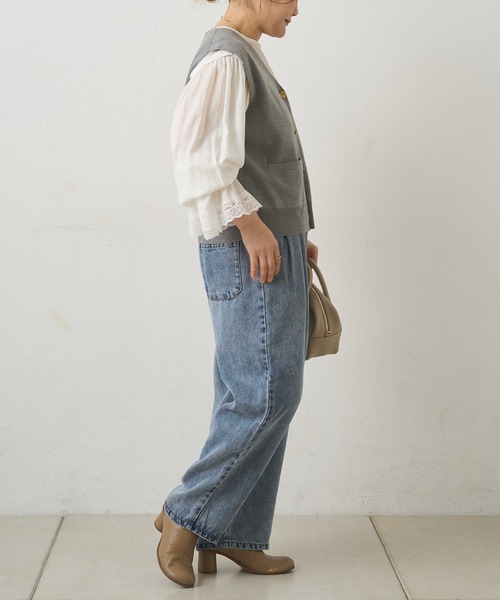 PUAL CE CIN（ピュアルセシン）の「ニットジレベスト（ベスト・レディース・グレー/ブラック/アイボリー・FREE）」の14枚目の写真