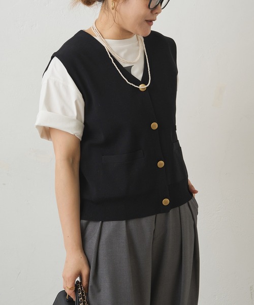 PUAL CE CIN（ピュアルセシン）の「ニットジレベスト（ベスト・レディース・グレー/ブラック/アイボリー・FREE）」の17枚目の写真