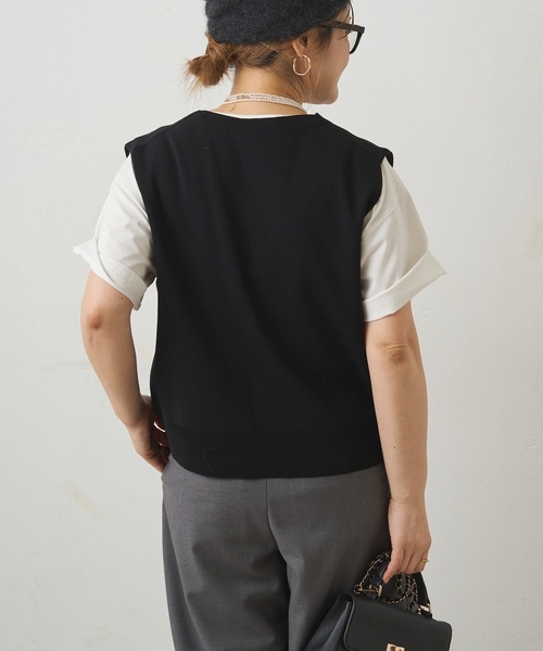 PUAL CE CIN（ピュアルセシン）の「ニットジレベスト（ベスト・レディース・グレー/ブラック/アイボリー・FREE）」の18枚目の写真