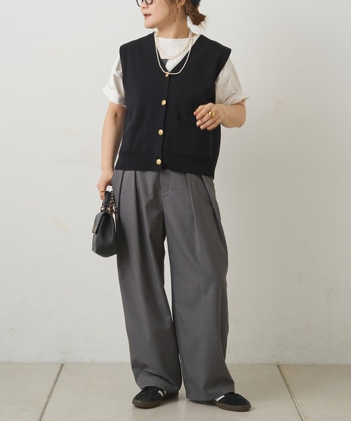 PUAL CE CIN（ピュアルセシン）の「ニットジレベスト（ベスト・レディース・グレー/ブラック/アイボリー・FREE）」の19枚目の写真