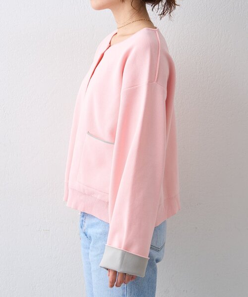 CIAOPANIC TYPY(チャオパニックティピー)の「【UVカット/接触冷感】袖配色ニットスナップカーデ(カーディガン/ボレロ・レディース・ネイビー/ピンク/ベージュ/グレー・ONE SIZE)」の19枚目の写真