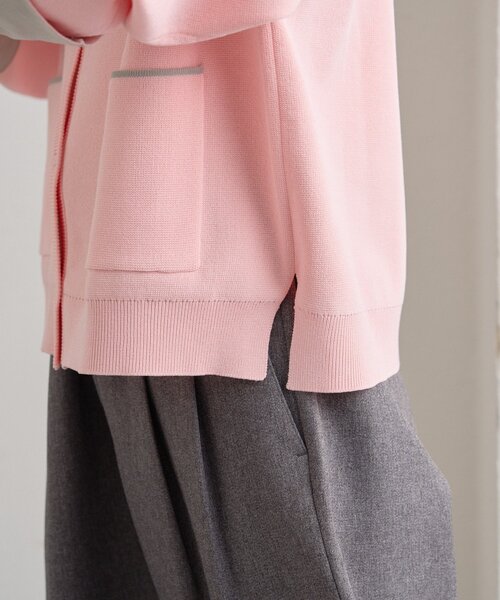 CIAOPANIC TYPY(チャオパニックティピー)の「【UVカット/接触冷感】袖配色ニットスナップカーデ(カーディガン/ボレロ・レディース・ネイビー/ピンク/ベージュ/グレー・ONE SIZE)」の11枚目の写真
