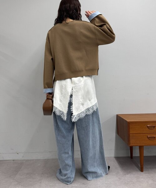 CIAOPANIC TYPY(チャオパニックティピー)の「【UVカット/接触冷感】袖配色ニットスナップカーデ(カーディガン/ボレロ・レディース・ネイビー/ピンク/ベージュ/グレー・ONE SIZE)」の16枚目の写真