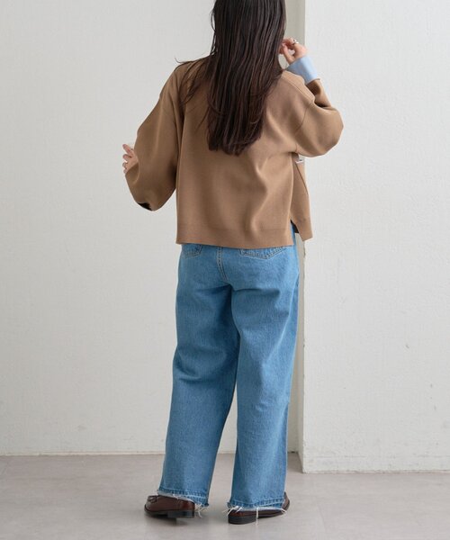 CIAOPANIC TYPY(チャオパニックティピー)の「【UVカット/接触冷感】袖配色ニットスナップカーデ(カーディガン/ボレロ・レディース・ネイビー/ピンク/ベージュ/グレー・ONE SIZE)」の16枚目の写真