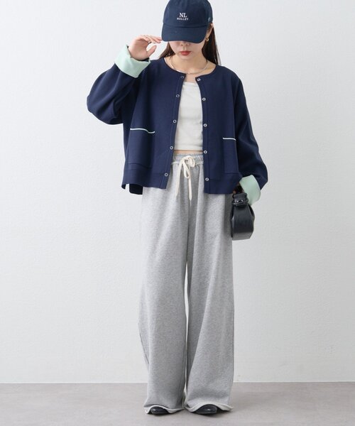 CIAOPANIC TYPY(チャオパニックティピー)の「【UVカット/接触冷感】袖配色ニットスナップカーデ(カーディガン/ボレロ・レディース・ネイビー/ピンク/ベージュ/グレー・ONE SIZE)」の22枚目の写真