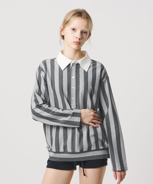 ATTISESSION（アティセッション）の「＜ATTISESSION＞コットン ストライプ ラガー シャツ（シャツ/ブラウス・レディース・レッド/グレー系・FREE）」の2枚目の写真