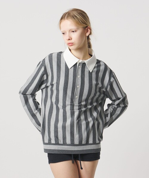 ATTISESSION（アティセッション）の「＜ATTISESSION＞コットン ストライプ ラガー シャツ（シャツ/ブラウス・レディース・レッド/グレー系・FREE）」の7枚目の写真