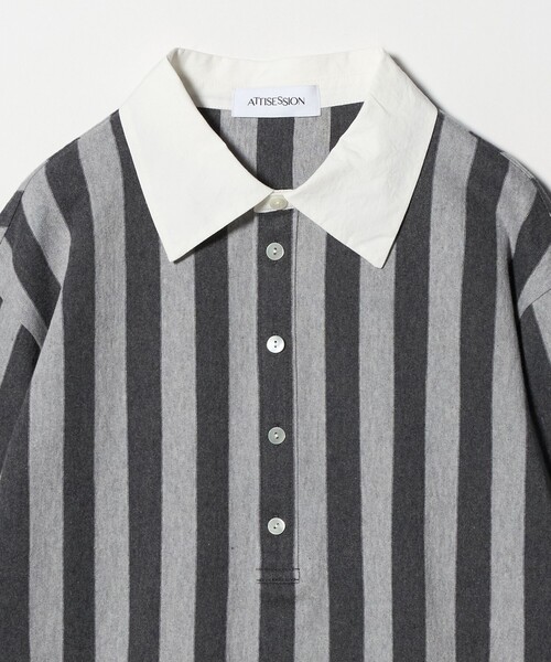 ATTISESSION（アティセッション）の「＜ATTISESSION＞コットン ストライプ ラガー シャツ（シャツ/ブラウス・レディース・レッド/グレー系・FREE）」の13枚目の写真
