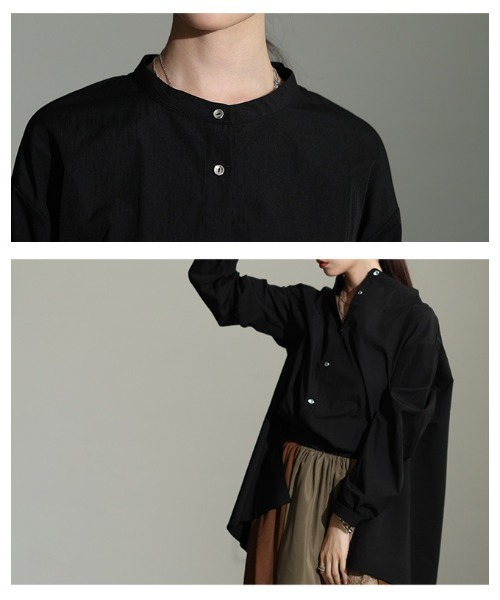 Sawa a la mode（サワアラモード）の「スタンドカラーフィッシュテールシャツ（シャツ/ブラウス・レディース・ブラック/ホワイト/マスタード/ブルー・FREE）」の8枚目の写真