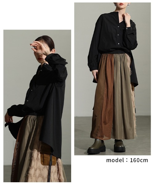 Sawa a la mode（サワアラモード）の「スタンドカラーフィッシュテールシャツ（シャツ/ブラウス・レディース・ブラック/ホワイト/マスタード/ブルー・FREE）」の10枚目の写真