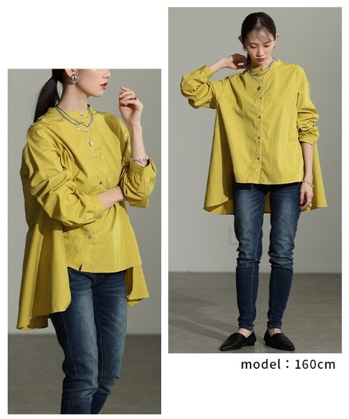 Sawa a la mode（サワアラモード）の「スタンドカラーフィッシュテールシャツ（シャツ/ブラウス・レディース・ブラック/ホワイト/マスタード/ブルー・FREE）」の13枚目の写真
