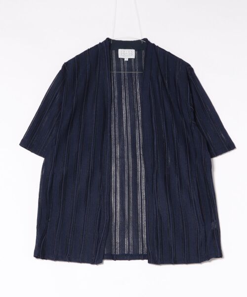 UNION STATION（ユニオンステーション）の「【WEB限定】シアストライプ半袖カーディガン＜ストレッチ・マシンウォッシャブル・通気性＞（Tシャツ/カットソー・メンズ・ネイビー/ベージュ/ブラック/カーキ・L/M）」の4枚目の写真