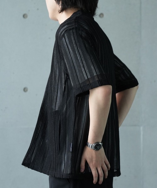 UNION STATION（ユニオンステーション）の「【WEB限定】シアストライプ半袖カーディガン＜ストレッチ・マシンウォッシャブル・通気性＞（Tシャツ/カットソー・メンズ・ネイビー/ベージュ/ブラック/カーキ・L/M）」の16枚目の写真