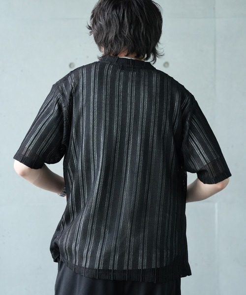 UNION STATION（ユニオンステーション）の「【WEB限定】シアストライプ半袖カーディガン＜ストレッチ・マシンウォッシャブル・通気性＞（Tシャツ/カットソー・メンズ・ネイビー/ベージュ/ブラック/カーキ・L/M）」の15枚目の写真