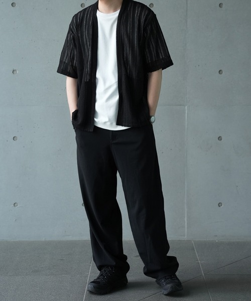 UNION STATION（ユニオンステーション）の「【WEB限定】シアストライプ半袖カーディガン＜ストレッチ・マシンウォッシャブル・通気性＞（Tシャツ/カットソー・メンズ・ネイビー/ベージュ/ブラック/カーキ・L/M）」の19枚目の写真