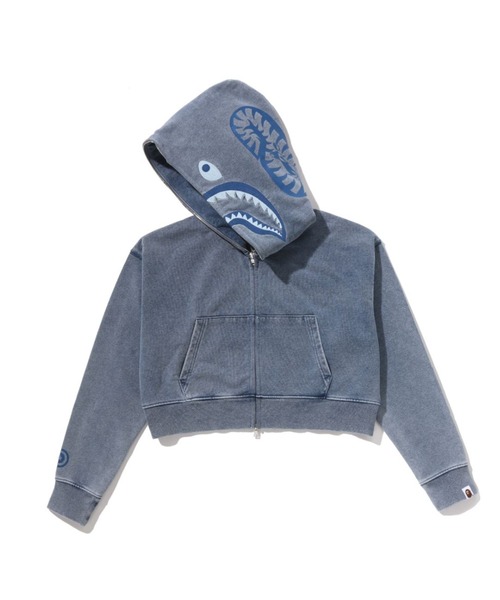 HEAVY WASHED INDIGO SHARK CROPPED FULL ZIP HOODIE（パーカー）｜A