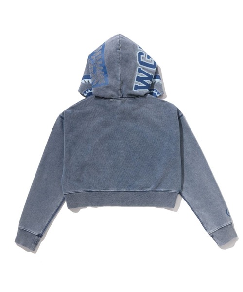 HEAVY WASHED INDIGO SHARK CROPPED FULL ZIP HOODIE（パーカー）｜A
