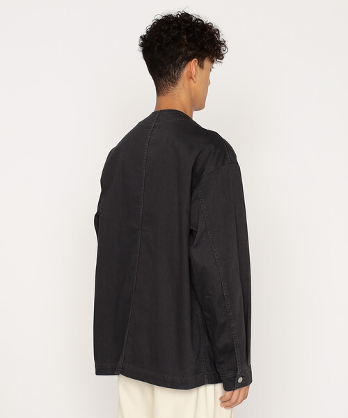 DANTON（ダントン）の「Men's Cotton Drill Collarless Jacket（ノーカラージャケット・メンズ・ブラック・44/38）」の7枚目の写真
