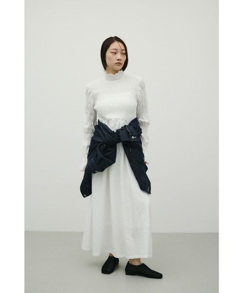 STYLEMIXER（スタイルミキサー）の「サッカーシャーリングワンピース（ワンピース・レディース・ホワイト/ブルー系その他/ブラック・SMALL/MEDIUM）」の5枚目の写真