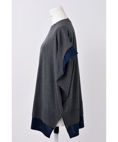 ENFOLD（エンフォルド）の「KNIT LAYERED PULLOVER（ニット/セーター・レディース・チャコールグレー・38）」の2枚目の写真