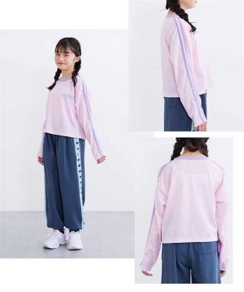 QUNTSTYLE（キュントスタイル）の「袖ラインメッシュ長袖Tシャツ（Tシャツ/カットソー・キッズ・ネイビー/オフホワイト/ラベンダー/ピンク・140/130/160/150/120）」の8枚目の写真