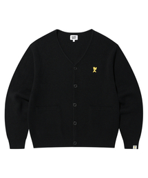 Vネックワンポイントカーディガンブラック