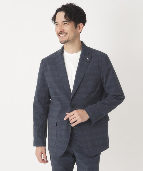 adabat(アダバット)の「COOLMAXサッカーチェックジャケット(テーラードジャケット・メンズ・ブラック系1/ネイビー系1・46/50/48)」の2枚目の写真