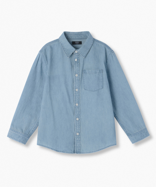 MUSINSA STANDARD KIDS（ムシンサスタンダードキッズ）の「リラックスデニムシャツ [ライトインディゴ]（シャツ/ブラウス・レディース・その他・100/110/120/130/140/150/160）」の2枚目の写真
