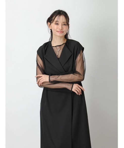 fifth（フィフス）の「【2点SET】シアートップス×ジレワンピース（ワンピース・レディース・グレイッシュベージュ/ブラック・M）」の14枚目の写真