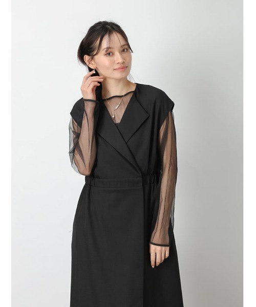 fifth（フィフス）の「【2点SET】シアートップス×ジレワンピース（ワンピース・レディース・グレイッシュベージュ/ブラック・M）」の15枚目の写真