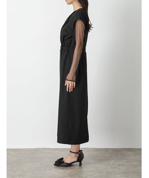 fifth（フィフス）の「【2点SET】シアートップス×ジレワンピース（ワンピース・レディース・グレイッシュベージュ/ブラック・M）」の17枚目の写真