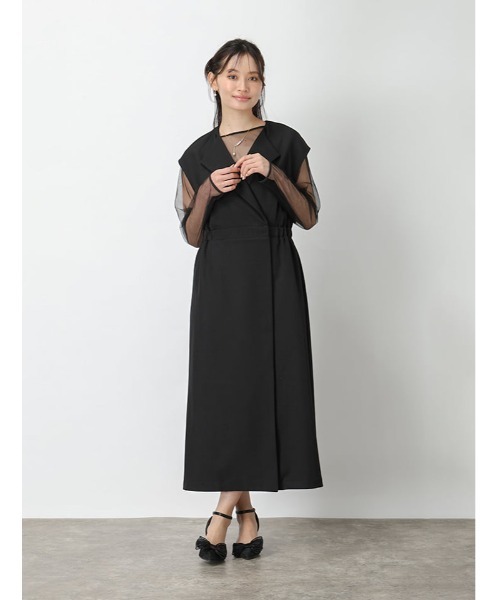 fifth（フィフス）の「【2点SET】シアートップス×ジレワンピース（ワンピース・レディース・グレイッシュベージュ/ブラック・M）」の10枚目の写真