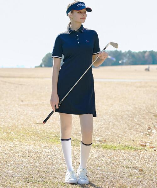 adabat（アダバット）の「【ADABAT NAVY】吸水速乾/接触冷感 カノコポロえりワンピース（ワンピース・レディース・ネイビー/サックスブルー/ベージュ・42/40/38）」の9枚目の写真