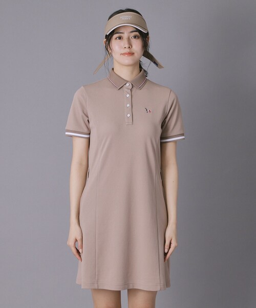 adabat（アダバット）の「【ADABAT NAVY】吸水速乾/接触冷感 カノコポロえりワンピース（ワンピース・レディース・ネイビー/サックスブルー/ベージュ・42/40/38）」の11枚目の写真