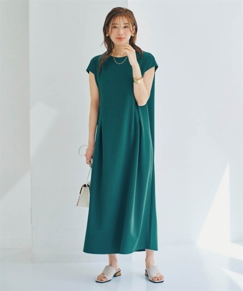 nissen(ニッセン)の「バックタックIラインロングワンピース(ワンピース・レディース・ブラウン/グリーン/ブラック・S/LL/M/L)」の3枚目の写真