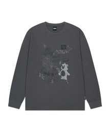 DOODLE BEAR COLLAGE LONG SLV TEE charcoal